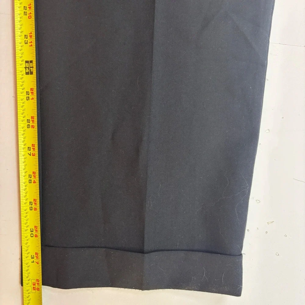 Lauren Ralph Lauren Mens Black Double Pleated Cuffed Dress Pants 40W 32L